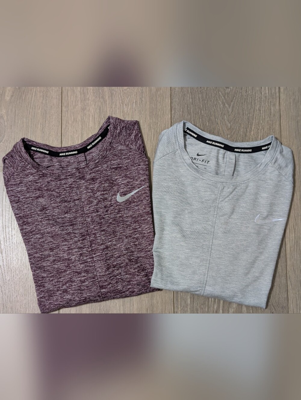 EUC•Bundle Of 2 Nike Dri-FIT Running Shirts in Purple Heather 💜 & Grey 🩶•Small
